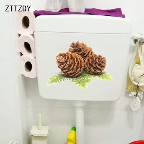 ZTTZDY 25.8×18.8CM Fresh Pine Cone Plant Bathroom Toilet Decoration Fashion Home Wall Stickers T6-0210
