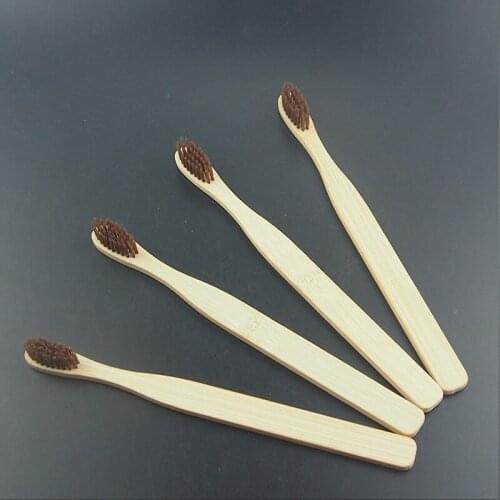 DR.PERFECT Free Shipping 6 Pieces/ lot Extra Soft Bristle Natural Brown Bamboo Toothbrush