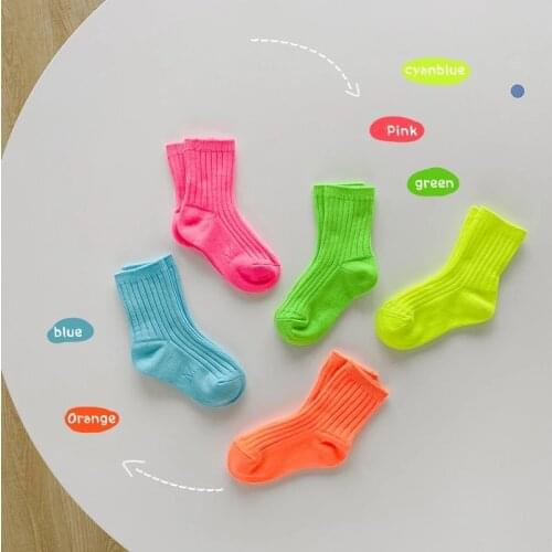 4 Pairs/lot Baby Boys Girls Candy Bright Socks Kids Infant Soft Knitting Cotton Short Tube Socks Children Solid Socks 1-12 Years
