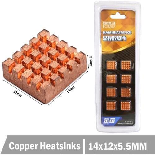 40Pcs/Lot RHS-03 Copper Heatsinks 14x12x5.5mm Graphics Memory Heatsinks Xbox 360 VGA Card DDR Ram Heatsinks