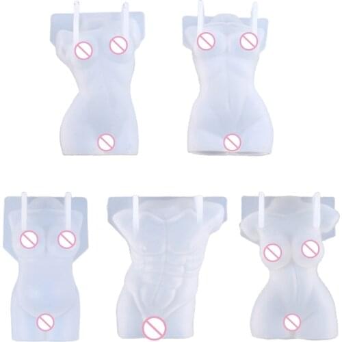 5 Pcs 3D Art Body Candle Crystal Epoxy Resin Mold Human Aromatherapy Plaster Wax Silicone Mould DIY Crafts Decorations