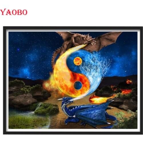 5D Diy Diamond Painting Yin Yang Dragon Diamond Embroidery Beads Diamond Mosaic Animals Full Square New Arrival Home Decor