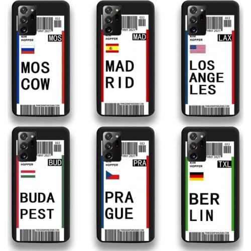 World Country Label Air Tickets Phone Case For Samsung Galaxy Note20 ultra 7 8 9 10 Plus lite M51 M21 M31 J8 2018 Prime