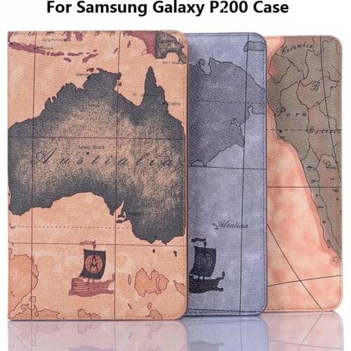 Print Map Coque For Samsung Galaxy Tab A 8.0 2019 P200 P205 Case Card Slot Leather PU Stand Flip Case For Samsung P200 P205 Case