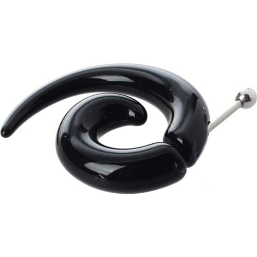 Black Acrylic 6mm Fake Spiral Ear Expander Stud Earring