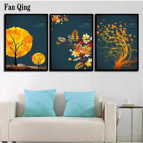 Diy 5d Diamond Painting Abstract golden tree leaves Cross Stitch Full Round square Drill Diamond Embroidery Home decoration