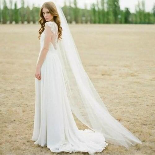 Long Tulle Wedding Veils One Layer Comb White Ivory Bridal Veil for Bride Wedding Accessories