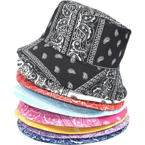 Women Men Paisley Bucket Hats Breathable Summer Reversible Wide Brim Fisherman Caps Sun Protection Sun Bucket Cap Hat