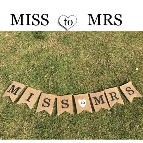 8Flags "MISS to MRS"Bunting Hessian Bunting Wedding Banner Letter Garland Bridal Shower Hen Party Bachelorette Party Decoration