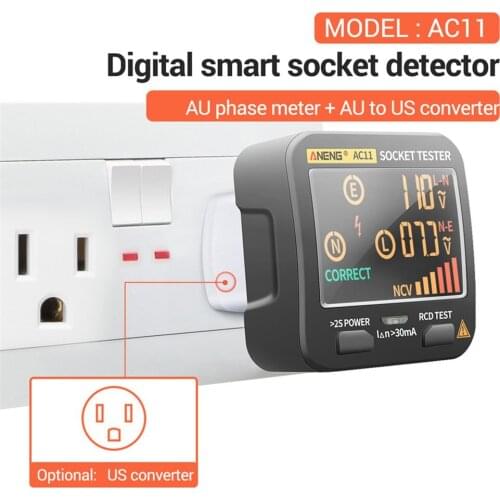 Digital Socket Tester Voltage Test US/UK/EU/AU Plug Ground Zero Line Phase Check Rcd NCV test Socket Leakage Detector