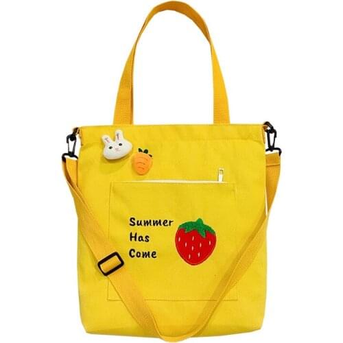Canvas Capacity Strawberry Women Shoulder Bag Cotton Tote Shopper Bag Eco Reusable Travelling bag Sport Bag Cloth Messenger Bag