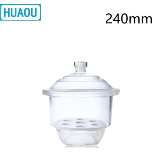 HUAOU 240mm Desiccator with Porcelain Plate Clear Glass Laboratory Drying Equipment