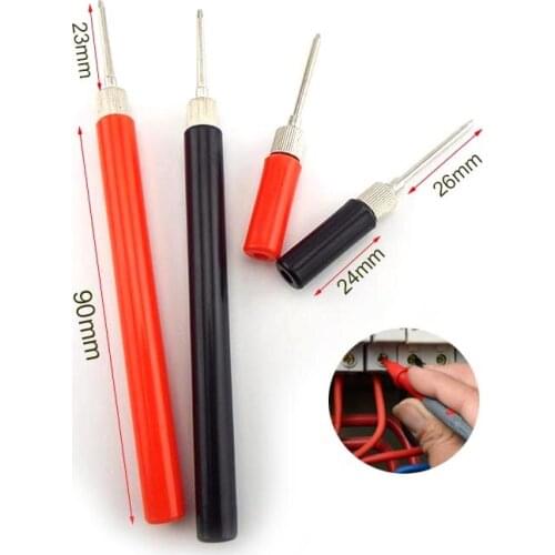 2pcs Insulated Test Meter Probe Spring Test Hook Wire Connector For Multimeter Stainless Steel Needle Test Leads Pin