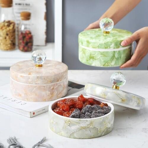European Ceramic Candy Box Household Storage Storage Box Snacks Dried Fruit Plate Gifts