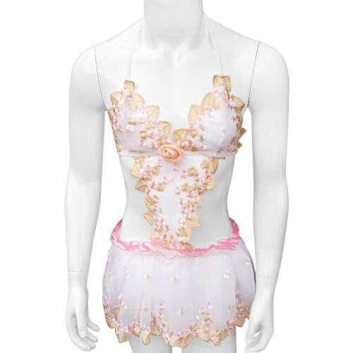 Lace Embroidery Mens Sissy Lingerie Fancy Exotic Dress Role Playing Sexy Costumes Dress Up Clubwear Parties Lace Dress Sleepwear