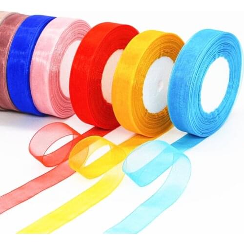 50Yards/roll 10mm Organza Ribbon Wholesale gift wrapping decoration Christmas silk ribbons lace fabric DIY Handmade accessories