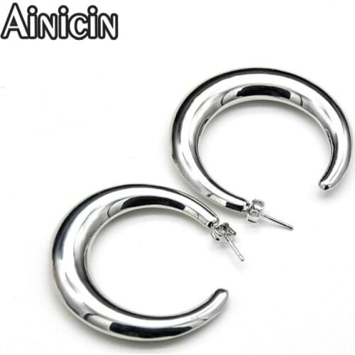 Summer Sandbeach Trendy Women Earrings Gold Platinum Plating New Moon Crescent Shape Exaggerated South Korea Jewelry 5pairs
