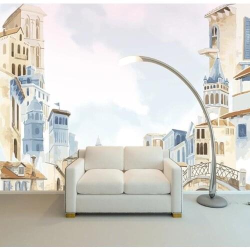 Milofi custom 3D hand-painted urban buildings large TV background wallpaper mural