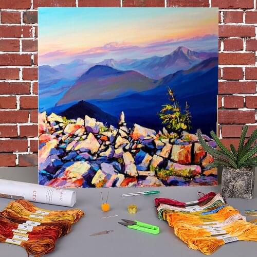 Landscape Evening In Lviv Pre-printed 11ct Cross Patterns Diy Dmc Sewing Stamped Printed 11CT Cross work Magic