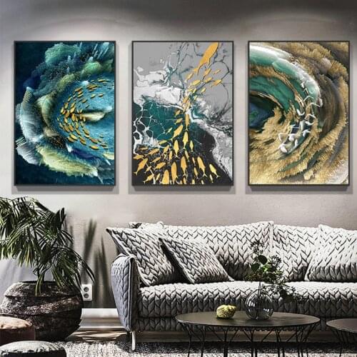 Luxury Big Blue Poster Green Print Canvas Paintings Posters and Prints Wall Art Picture for Living Room Home Decoration