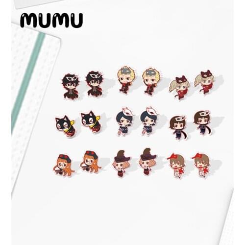 2020 New Persona 5 the Animation Stud Earring Handmade Acrylic Earrings Resin Epoxy Anime Jewelry Gift