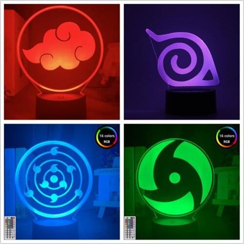 Naruto Sharingan Logo 3d Night Light Akatsuki Led Lamp Home Decoration Lampara Anime Figure Manga Lampe Neon Lights Kids Gifts