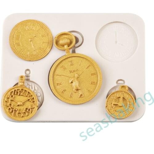 DIY Multi-Style Retro Clock shape Silicone Mold for Baking cake Decorations tools watch Fondant Polymer Clay Resin Candy