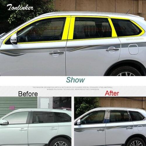 Tonlinker Cover Case Stickers for Mitsubishi Outlander 2013-18 Car Styling 6/8 PCS Door Windows Edge Decoration Cover stickers