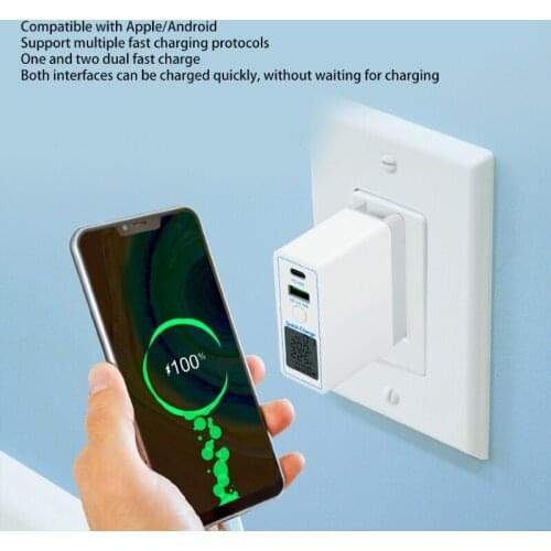 Unique QC3.0 PD Digital Display Charger 3000 (mA) Quick Charge 3.0 USB Port Fast Wall Charger for Mobile Phone Tablet ABCD