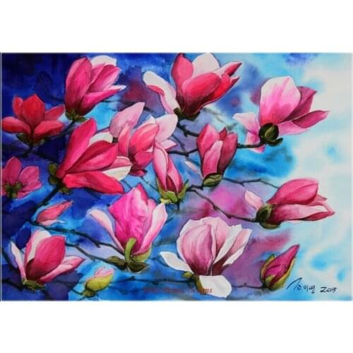 Counted Cross Stitch Kits Needlework Embroidery - Crafts 14 ct Aida DMC Color DIY Arts Homemade Home Decor - Red Magnolia