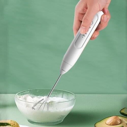Kitchen Electric Handheld Egg Beater Coffee Milk Drink Whisk Mixer Heads Eggbeater USB Rechargeable Food Blender Frother Stirrer