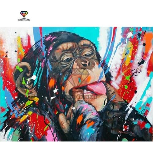 XUEQIXIAOZU Full Round Color monkey Diamond embroidery Diamond drawing 5D DIY Diamond setting Mosaic painting gift 2020 New
