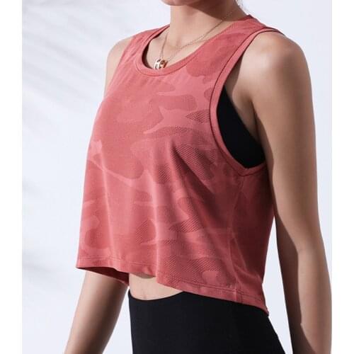 Women Camouflage Running Vest Fitness Crop Top Sleeveless Mesh Shirts Breathable Workout Gym Tank Tops Female Sportswear