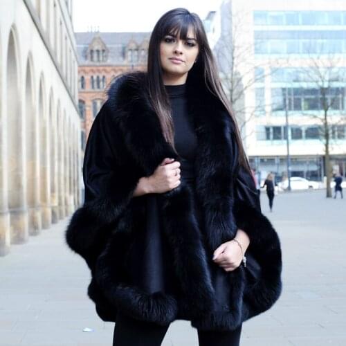 CX-B-P-67A Warm Winter Scarf & Shawls for Women Fashion Genuine Fur Cape Natural Fur Trendy Female Real Fox Fur Shawl Ponchos