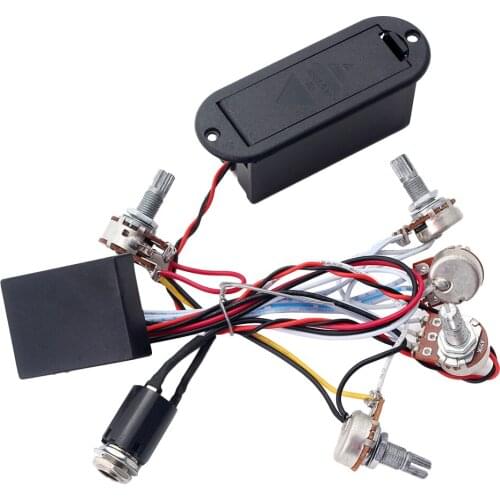 1 Set 3 Band EQ Guitar Pickup Pre-Amplifier Wiring Circuit with Battery Case, Luthier Supply
