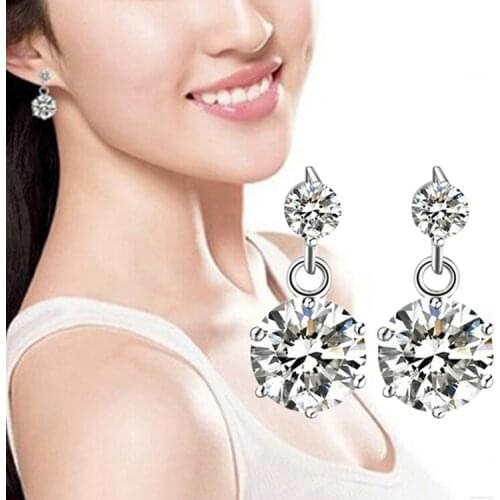 1 Pair Elegant Silver Earrings For Women Charm Jewelry Gift Drop Shipping