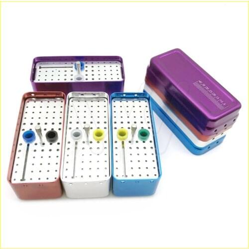 1pc Aluminum Dental Disinfection Box Autoclave Sterilizer Case Burs Endo Files Holder 72 Holes For Burs