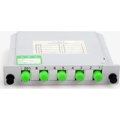 5pcs/lot FC /APC Fiber Optic Splitter 1x4 Optical PLC Splitter Cassette Box Card Inserting Type Optical FTTH PLC Splitter