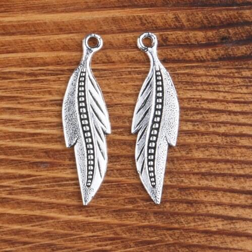 Tibetan Silver Color, 10PCS Zinc Alloy Leaf-shaped Metal Pendant, Charms for Jewelry Making, Handmade DIY Bracelet Accessories