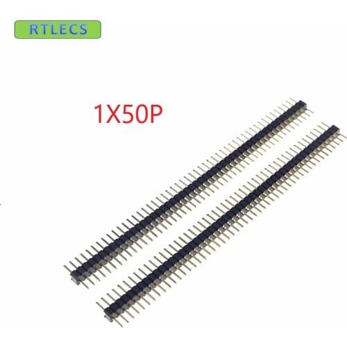 100pcs 1x50 P 1.27mm Pitch Pin Header single row Male straight gold plated Rohs