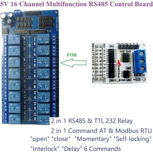 16ch Multifunction RS485 RS232(TTL) PLC Modbus Rtu Module IO Control Switch Board for 5V 12V 24V Relay Board Motor LED