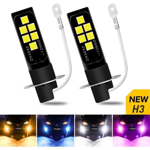 2pcs H3 Super Led Bulbs Auto lights car led bulbs Car Light Source DC 12V Fog Lamp Car Headlight White Blue Orange Pink purple