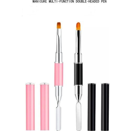 2-In-1 Double-Ended Dual-Use Nail Tool Nail Pen Poly Nail Gel Brush And Picker Stainless Steel Gel Color Bar Flower Brush