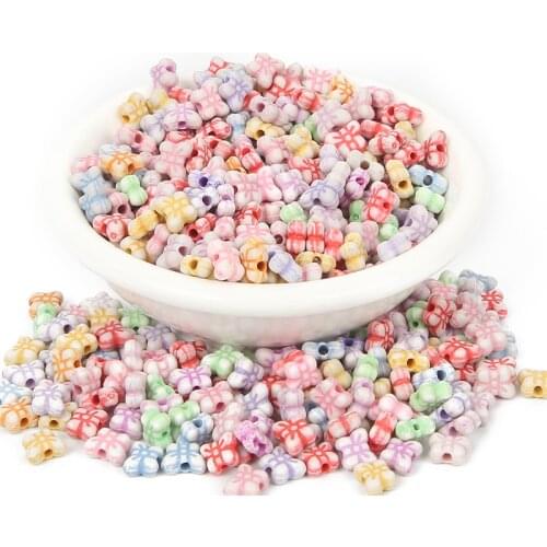 200Pcs Mixed Butterfly Acrylic Beads 5X8mm For Jewellery Marking Loose Spacer Beads Bracelet Necklace Charm Jewelry Finding