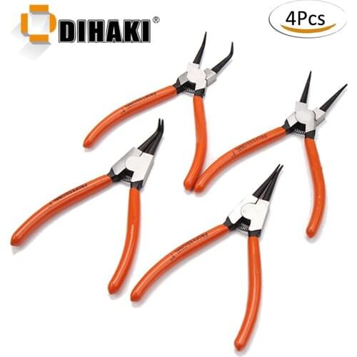 4pcs/Pack Snap Ring Pliers 7 Inch Chrome Vanadium Steel Circlip Pliers Set Internal External Pliers Ring Remover DIY Hand Tools
