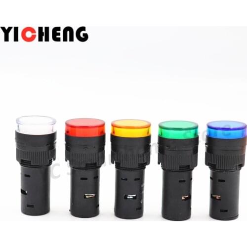 5pcs 16mm Panel Mount Signal Power Indicator Light Pilot Lamp AC DC 110V 220V AD16 beacon light led