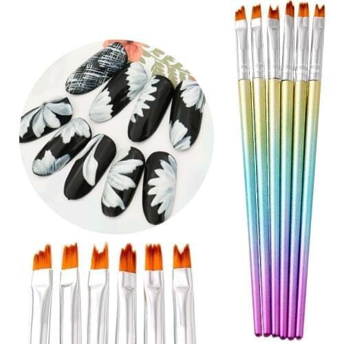 50sets New 6pcs/set Nail Art Brushes Acrylic Gel Flowers Painting Pattern Nail Brush Manicure painted brush petal Drawing Pen