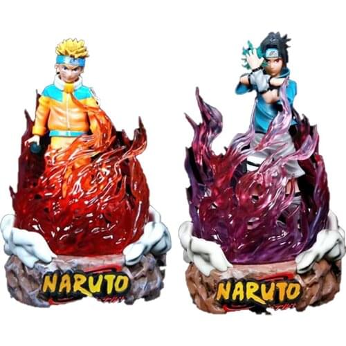 Anime NARUTO Uzumaki Naruto Uchiha Sasuke Luminous Figure Model Statue Decoration Child Collectible Toy Birthday Christmas Gift