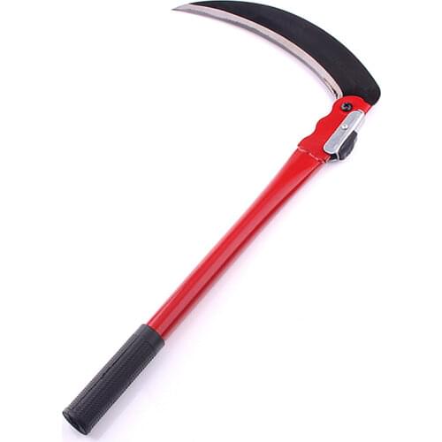 Household Gardening Cutting Grass Sickle Agricultural Folding Long Handle Hand Sickle Manganese Steel Blade Weeding Tools