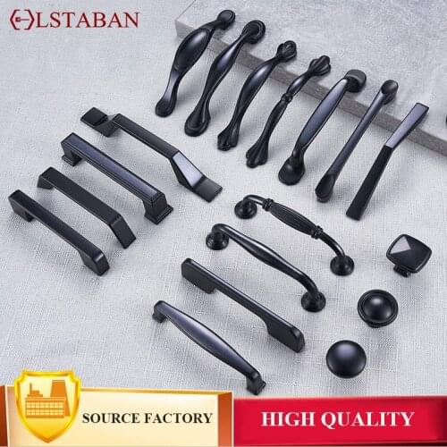 LSTABAN American Style Black Knobs Cabinet Kitchen Door Furniture Aluminum Handles Closet Dresser Wardrobe Shoe Box Pull Hardwar